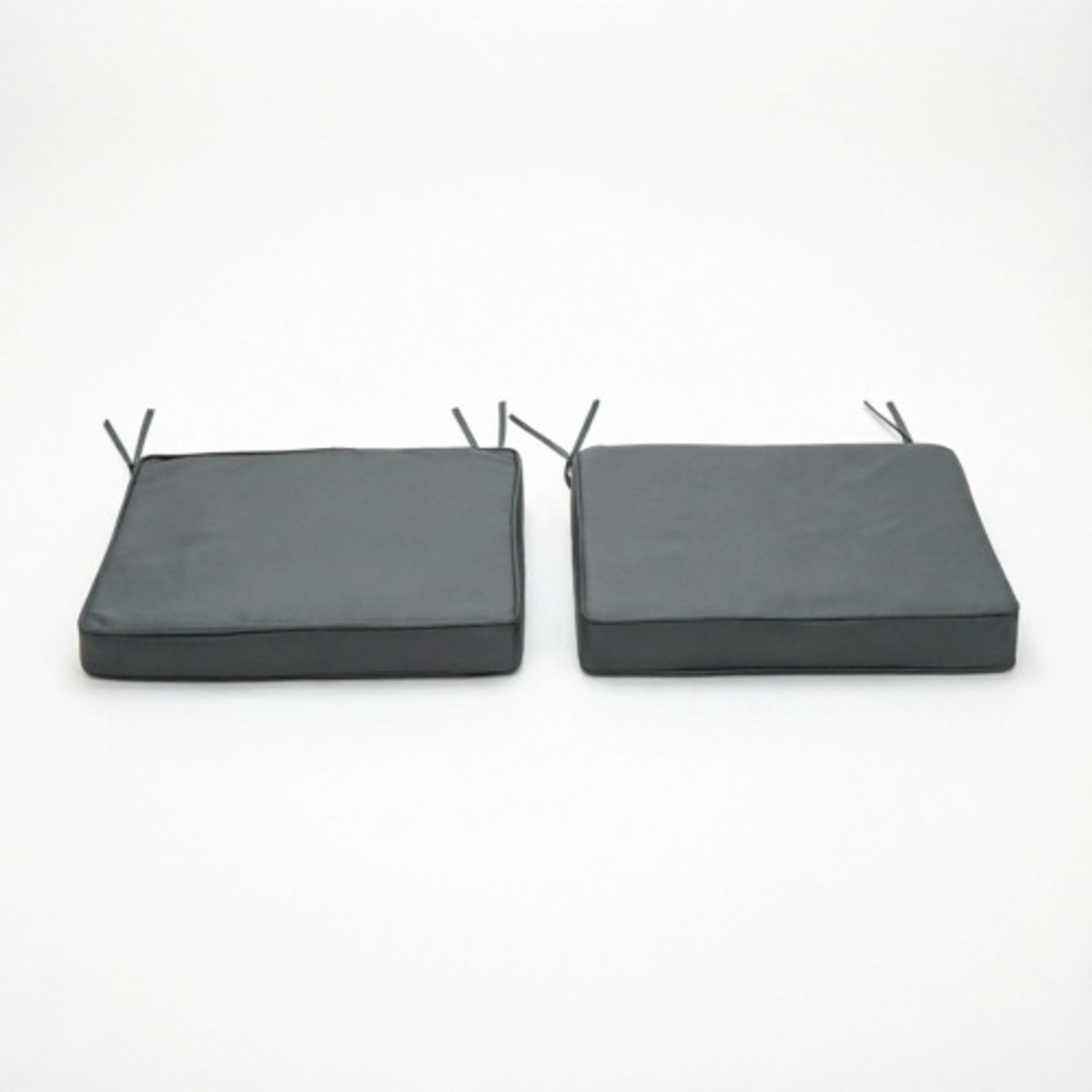 Tuinstoelkussens Set van 2 – 45 x 45 x 5 cm – Schuimvulling – Met Bevestigingsbandjes – Voor Binnen en Buiten – Donkergrijs