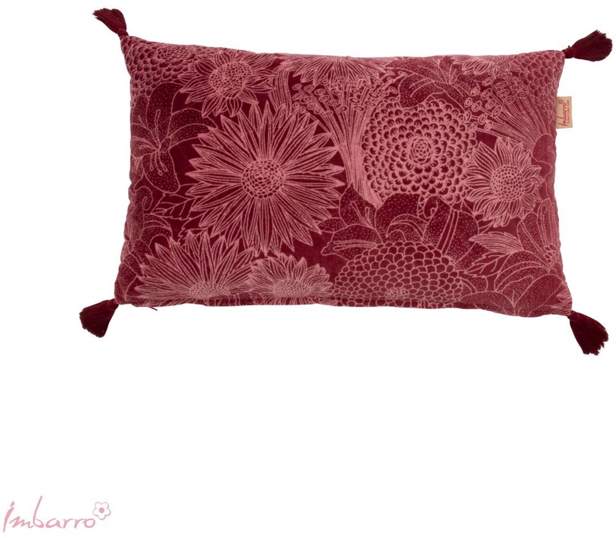 Imbarro Home & Fashion Imbarro - Sierkussen - Pure Burgundy - Velvet - 30 x 50 cm