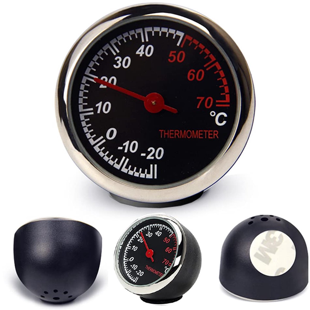 Autothermometer, mechanische analoge thermometer met wijzers, krasbestendig, hoge transparantie en duurzaamheid, temperatuurmeter voor auto, kantoor en kelder
