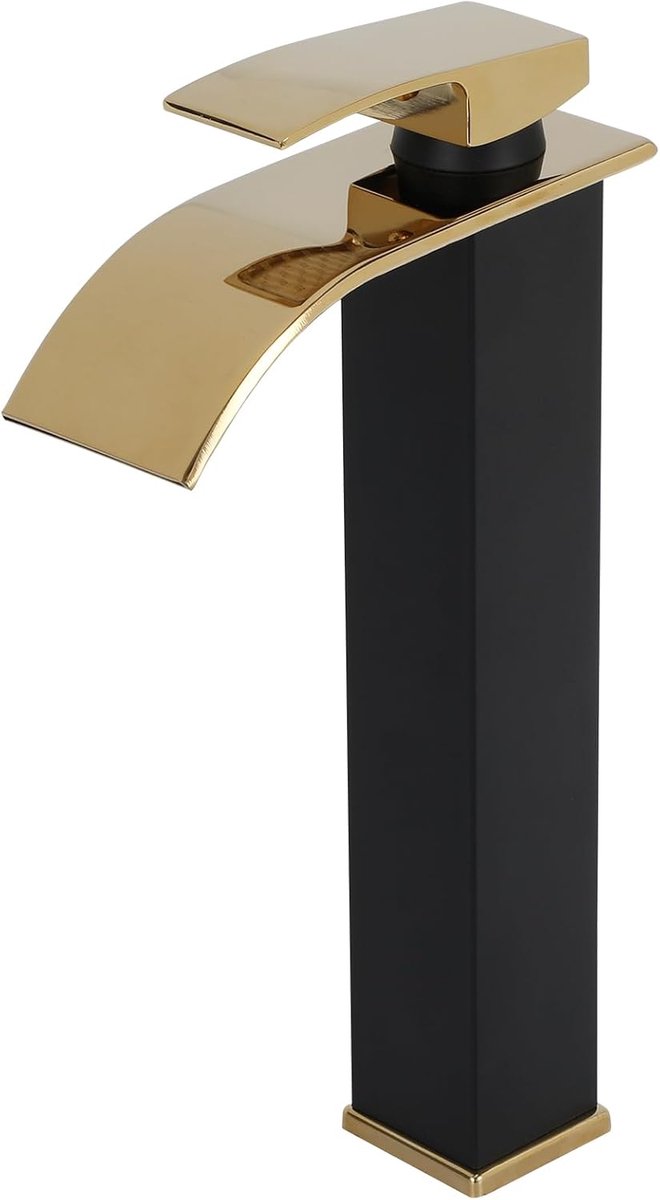 Zwart en goud, waterval, hoog, kraan voor