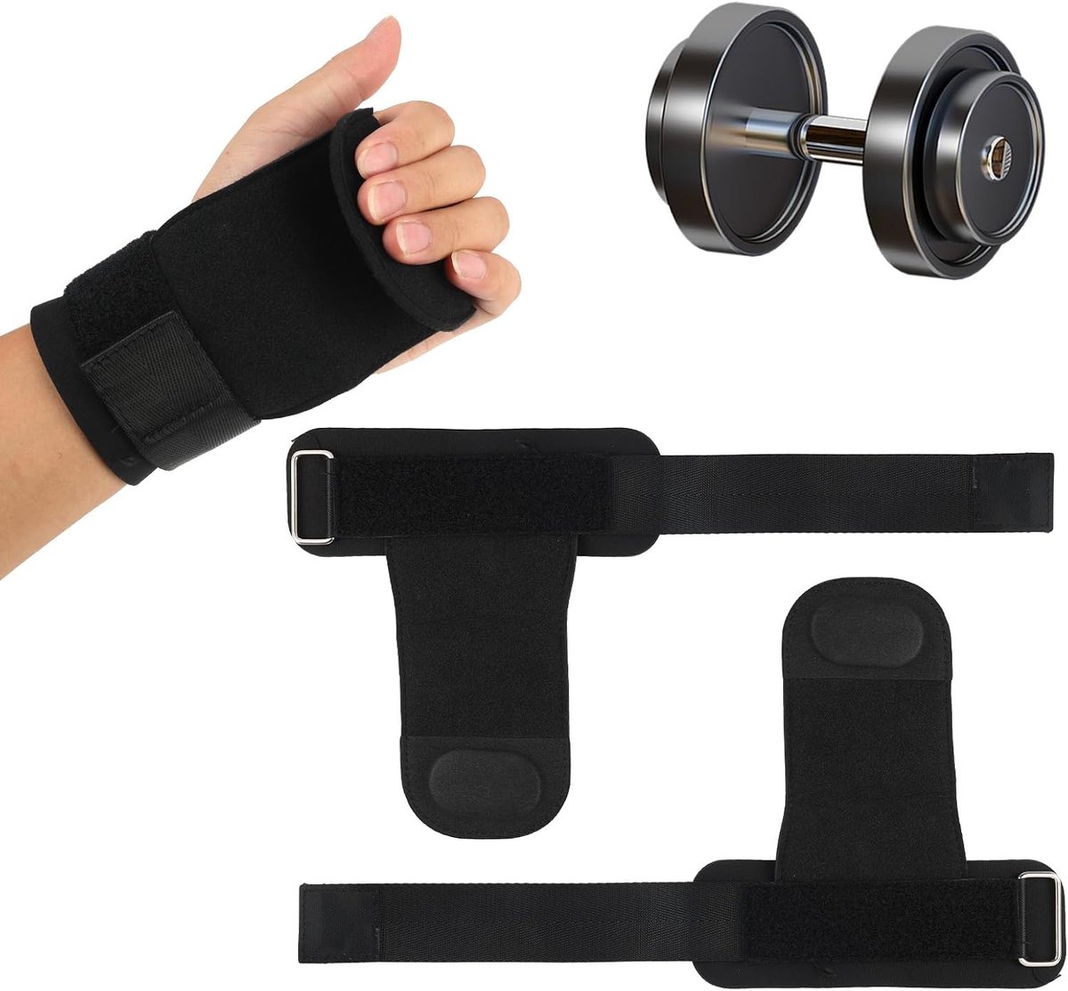 Banden voor gewichtheffen, workout polsbanden met dubbellaags Oxford-leer, verbeterde grip voor hand- en polsbescherming, voor deadlifts, halters, gymtraining, uniseks, verstelbare pasvorm