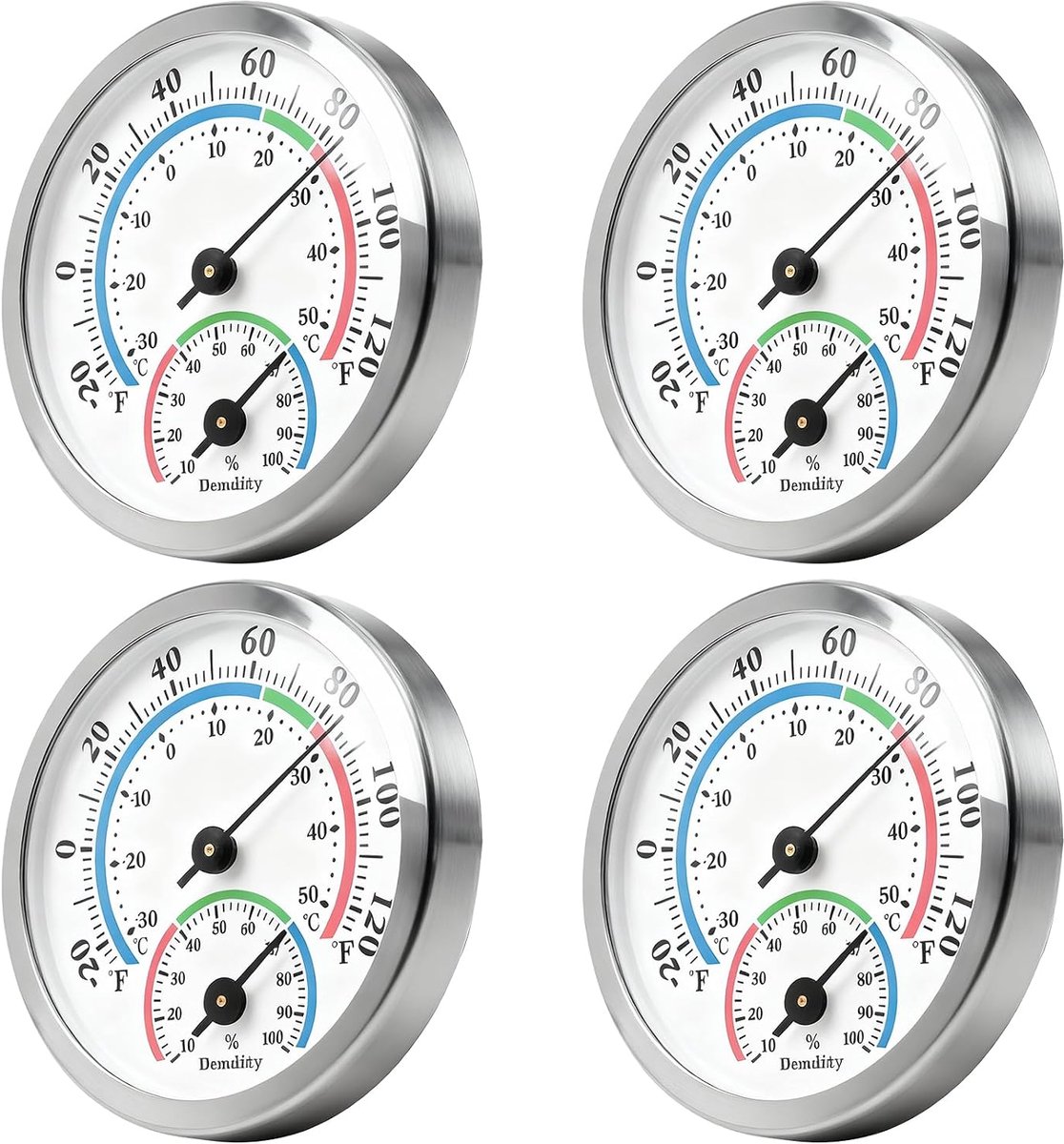 Buitenthermometers, analoge hygrometer, zonder batterijen, voor huizen, tuinen, auto's, broeikassen, kleurrijke wijzerplaat, 57 mm
