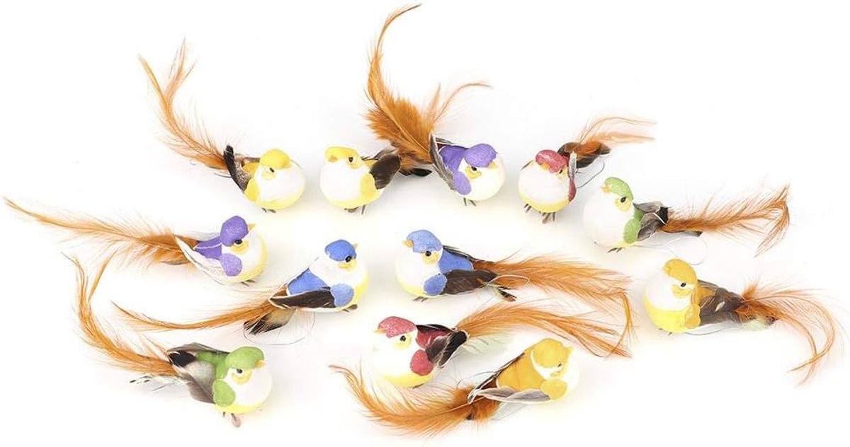 12 stks mooie simulatie vogel diy craft vogels boom bindende kunstmatige vogel decor craft voor plant thuis bruiloft tuin decoratie