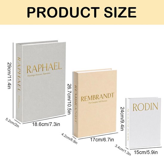 3 stuks decoratieve boeken voor opbergdoos, stapelbaar — afbeelding 2
