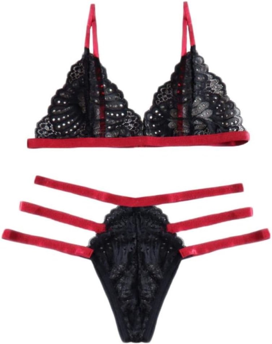 Lingerie Dameslingerie Sexy set kanten Kimono nachtkledingSexy Lingerie Set Kanten Beha Set Vrouwen Ondergoed Bh + Slipje Set Bandage Kant Erotische Ondergoed Set