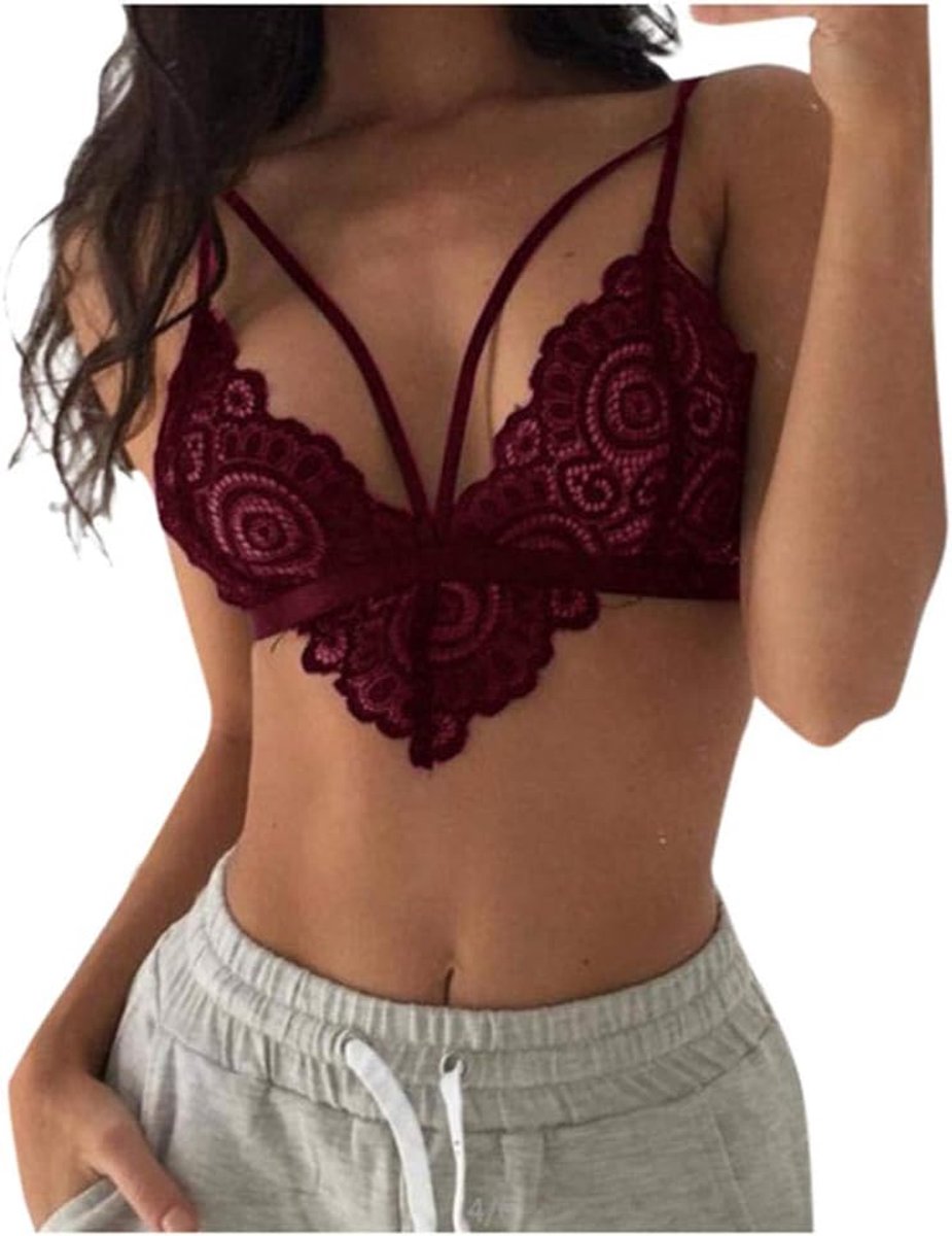 Dameskostuums Bandage Dames Kostuums Erotische Lingerie Perspectief Kanten Beha Porno Diepe V Verleiding Ondergoed Sexy Dames-Red_XL