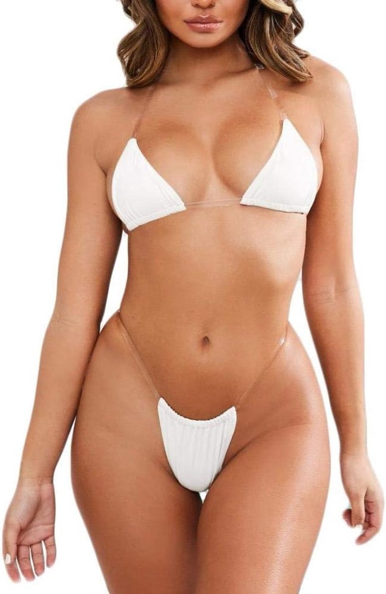 Lingerie & ondergoed Transparante Effen Kleur Driepuntspak Vrouwen Sexy Lingerie Ondergoed Beha G-string Transparante Riem Set