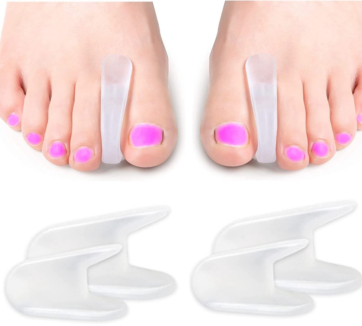 Hallux Valgus Tenenspreider Teencorrectie Teenscheider Silicone [4x] Teenscheider Siliconen-Ontlast uw voet, Silicone Teenafstandhouder voor overlappende tenen
