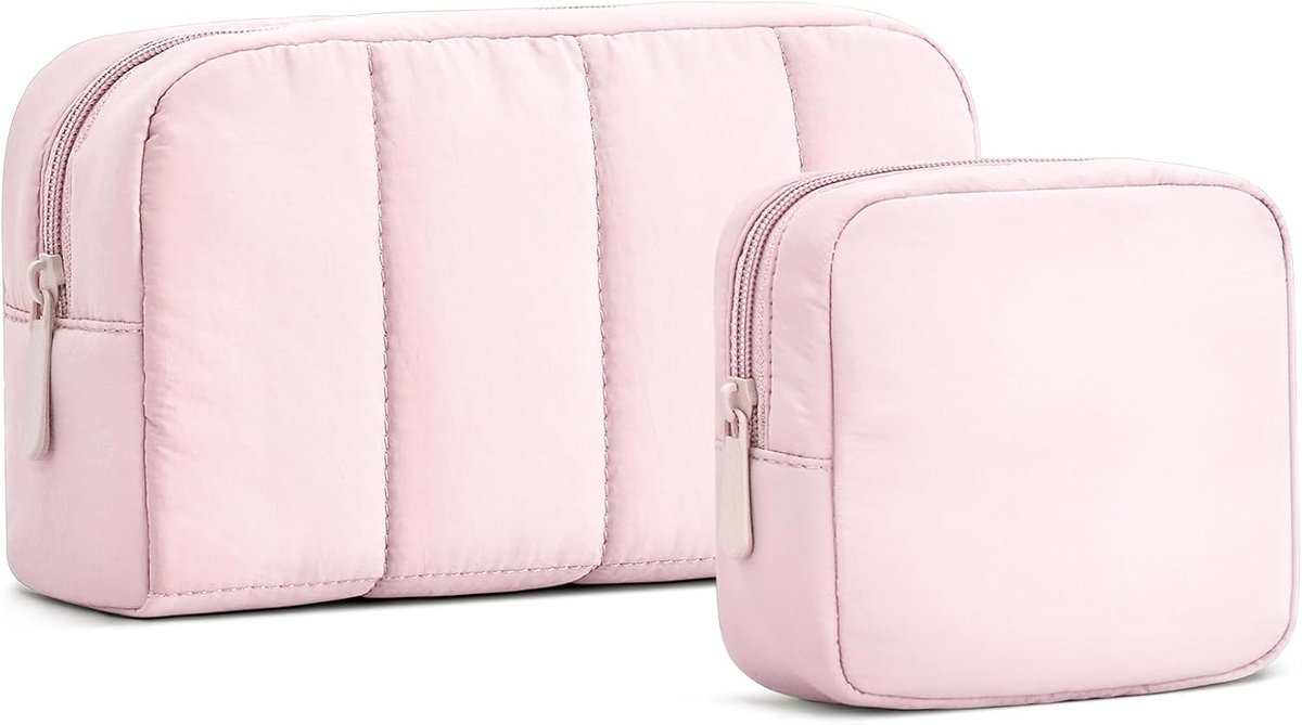 Oscaurt Cosmetische tas Cultuurtas voor dames, waterdicht make-up tas Schminktas set met vakken Cultuurtas voor dames voor reizen Weekend, lichtroze, Klassiek