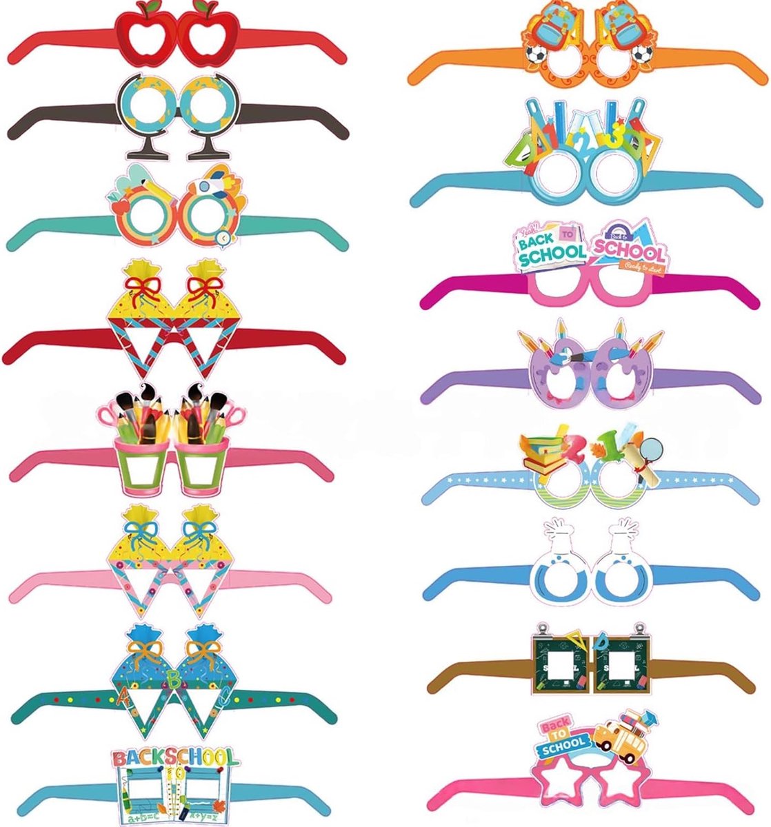 Brillen 2026, decoratie voor de eerste schooldag, voor kinderen, jongens en meisjes, feestaccessoires van papier voor eerste schooldag, grappige fotobooth