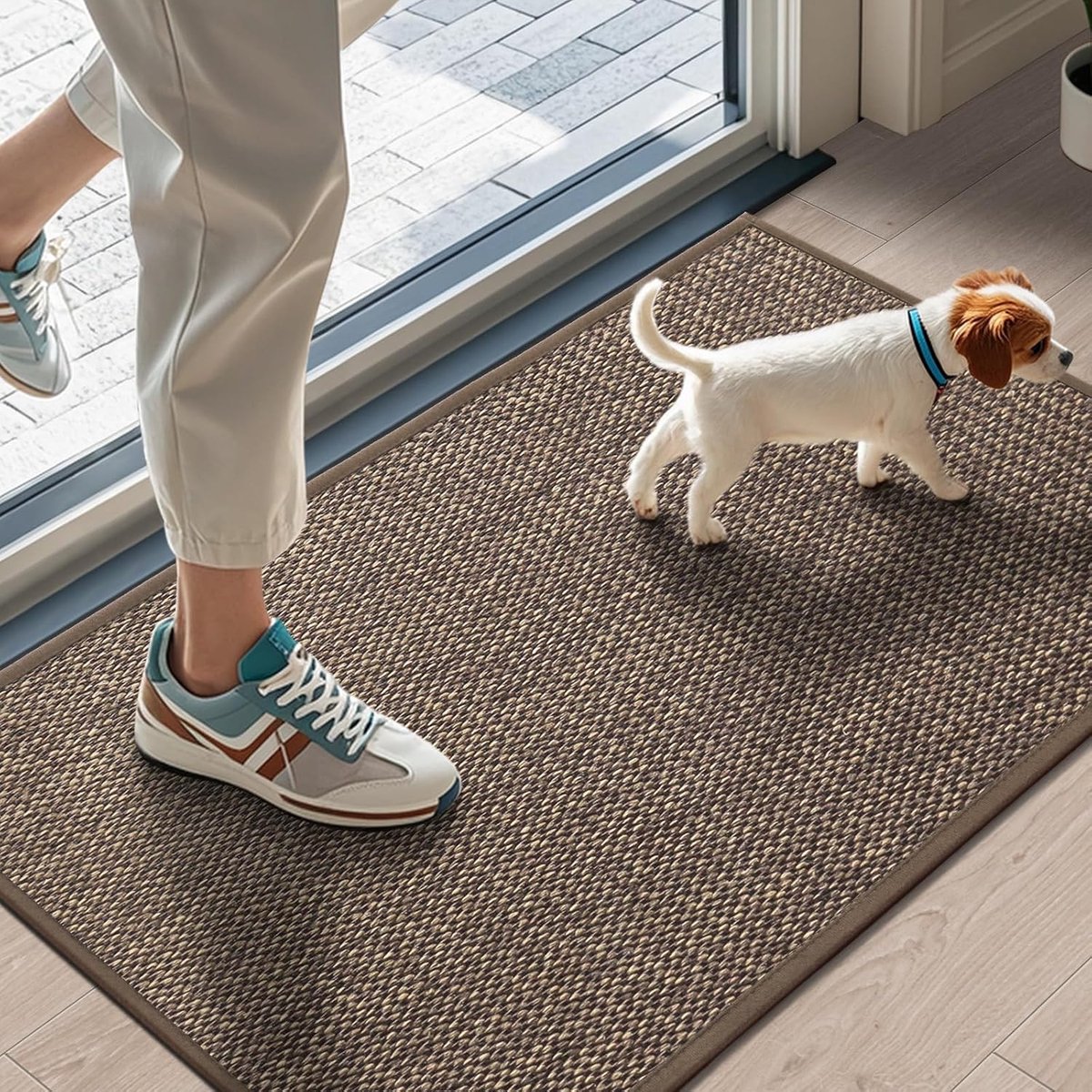 Indoor anti-slip deur mat-reinigbare stof opvang mat-waterabsorberende ingang tapijt-bruin-45 * 70cm