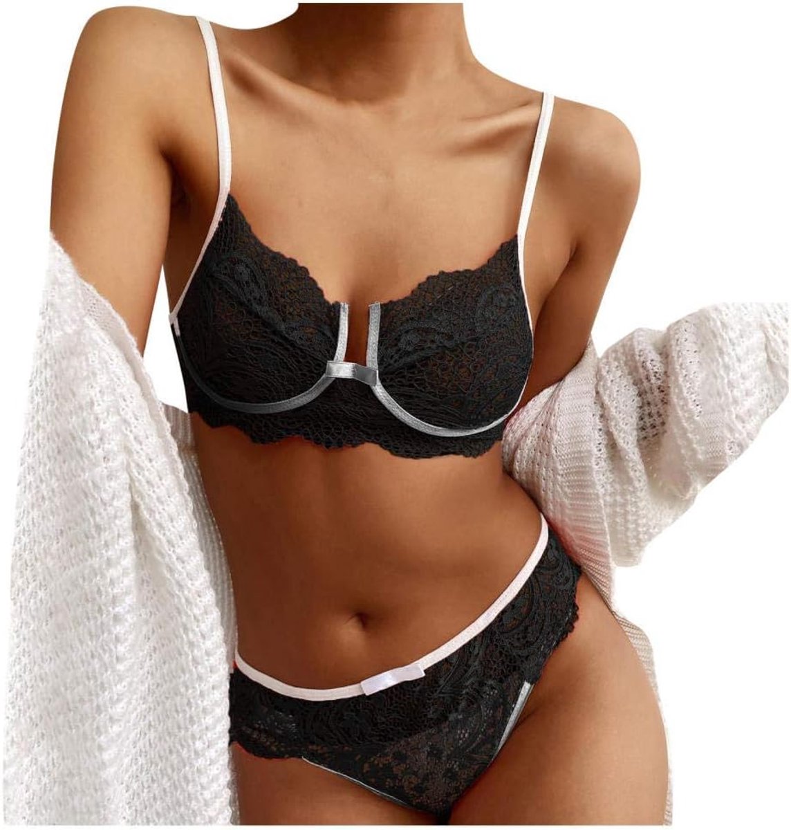 Lingerie Dameslingerie Damesondergoed Corset BH Slip Sexy Lingerie Transparante kanten set
