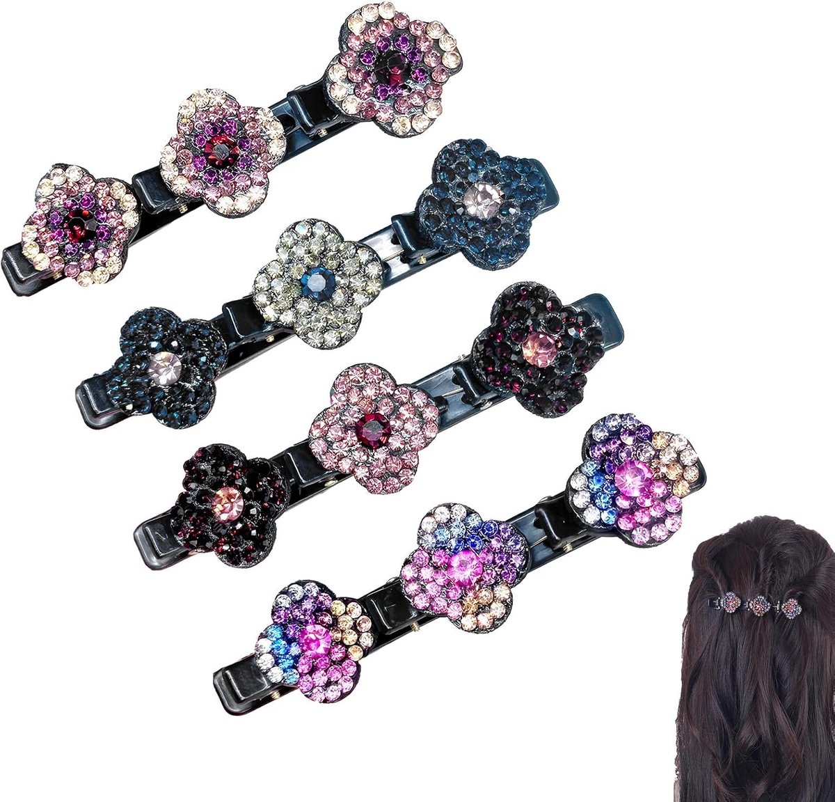 Haarspelden met glinsterende kristallen strass voor vrouwen en meisjes eenvoudig te vlechten antislip elegant