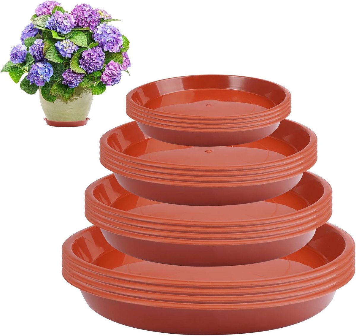 16 Stuks Plantenschotel voor Tuin, Ronde Bloempot Schotels Trays