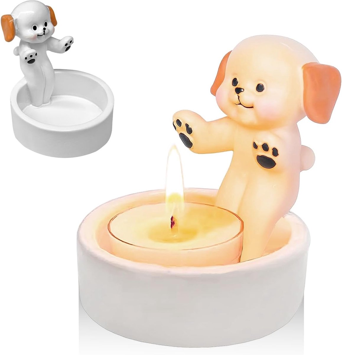 Wit, Puppy, Warme Poot, Staafkaarsenstandaard