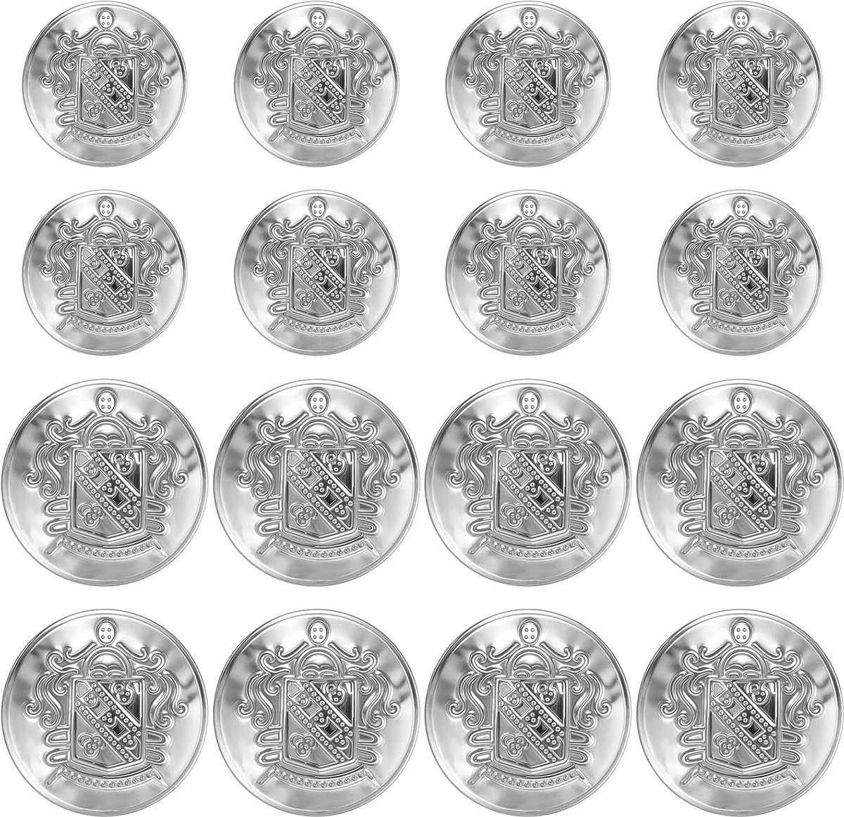 16 stuks 18 mm/25 mm metalen naaiknoppen, zilverkleurig, grote knoppen voor blazer, pakken, sportjas, broek, uniform, doe-het-zelf
