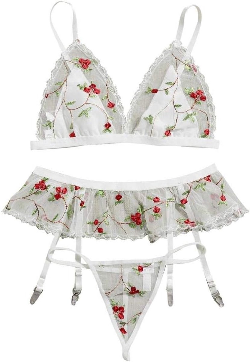 Sexy kanten pyjama voor damesjurk grote maat-Blanco_M