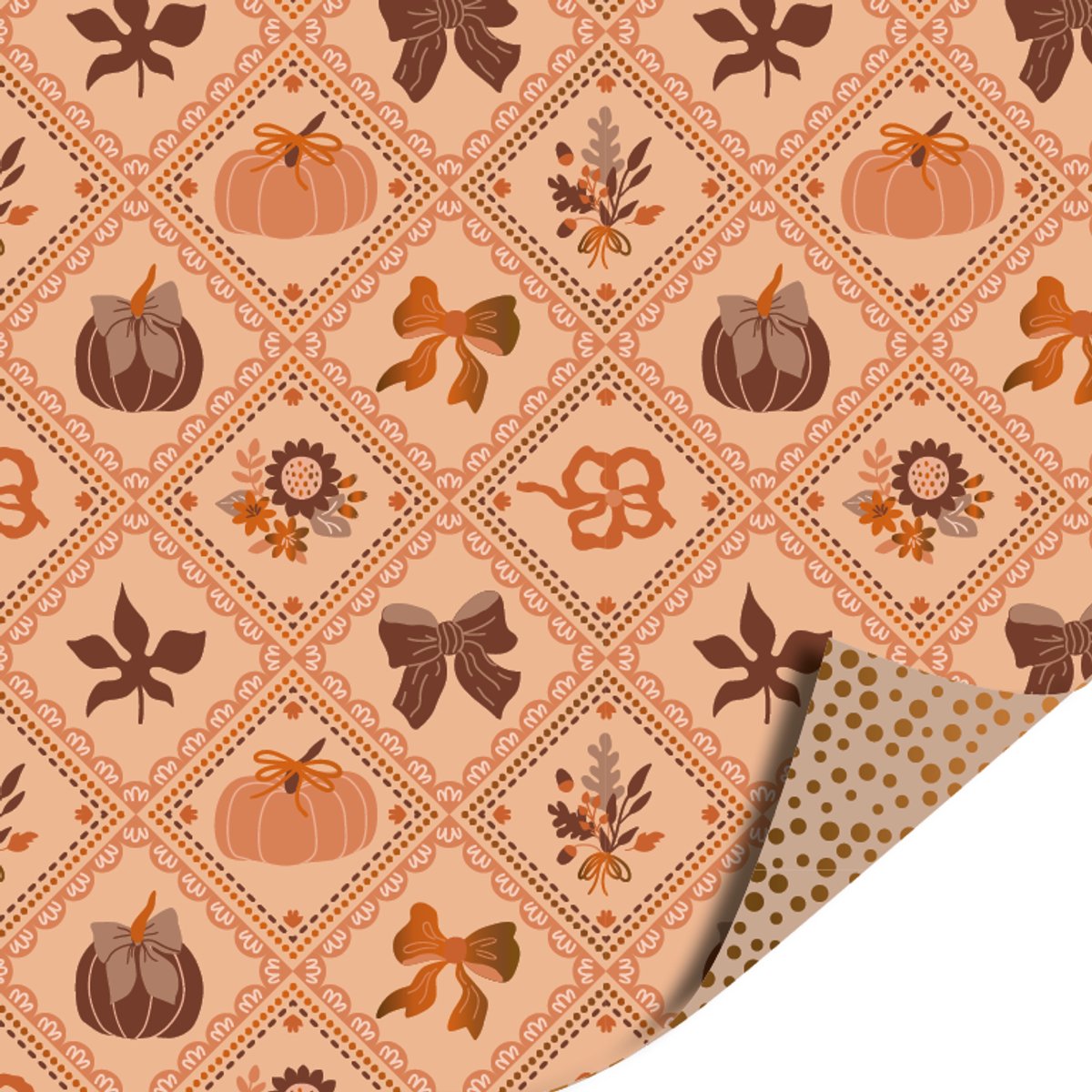 Het Inpakhuis - Cadeaupapier - Inpakpapier - Kadopapier - Luxury Pumpkins - Dots Beige Gold - 70cm x 2mtr