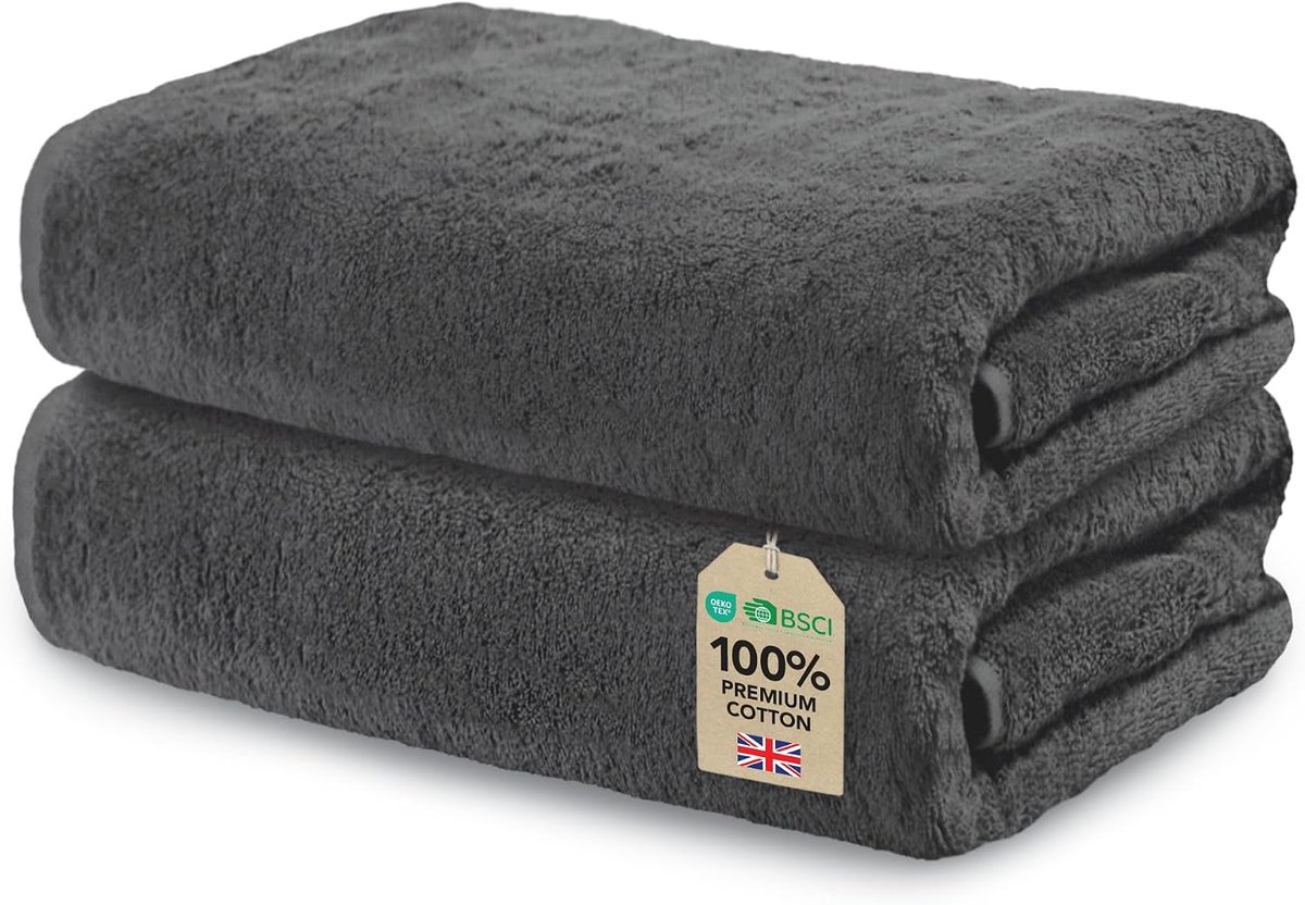 Katoenen Handdoek 50x100 cm Donkergrijs 2-pack