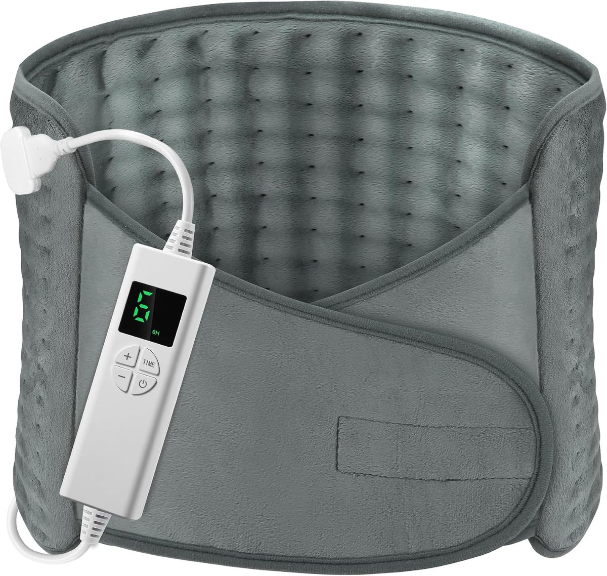 Verwarmkussen OneAmg 126x30cm Verwarmde Riem voor Rug 6 Warmteniveaus & Automatische Uitschakeling Wasbaar Velcro-Riem voor Nek, Rug & Buik, Grijs