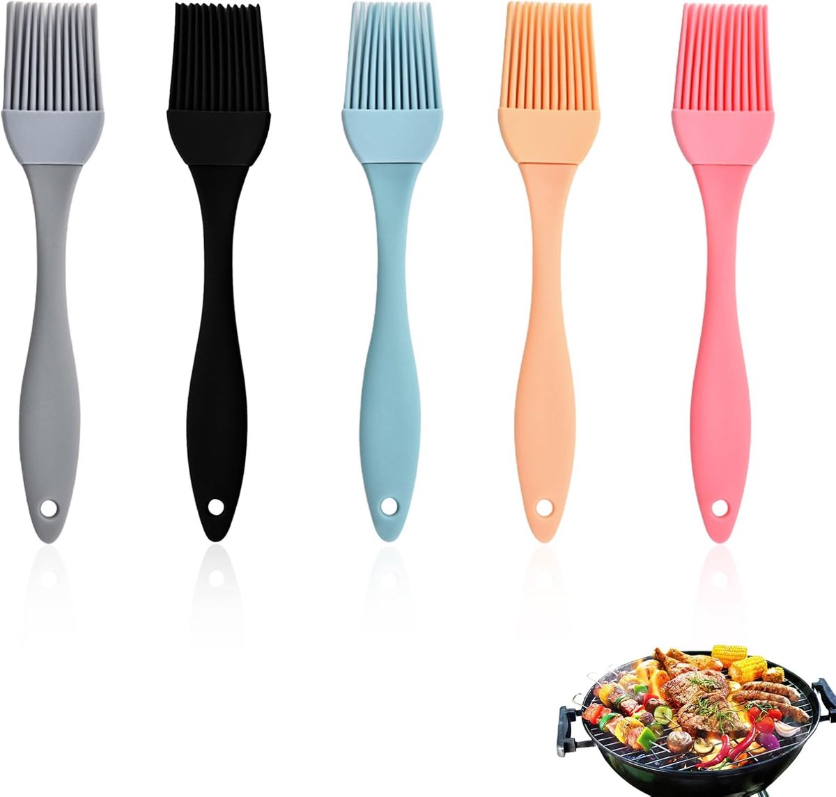 5 stuks bakkwasten, siliconen penselen, keukenkwasten, bakaccessoires, keukenkwast, kookkwast, levensmiddelen, oliekwast, bakkwast, vaatwasmachinebestendig, gebakborstel, gebakborstel voor BBQ, koken
