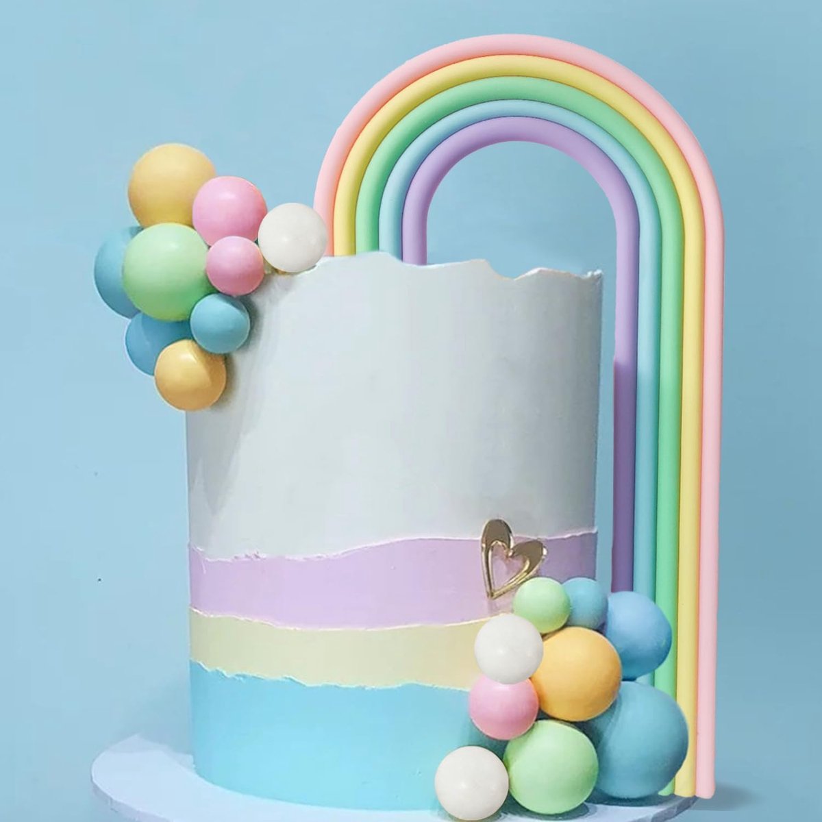 28 stuks regenboog-taartdecoratie, regenboogbal, taarttoppers, taartdecoratie, cupcake-toppers voor verjaardag, babyshower, bruiloft, feest (A)