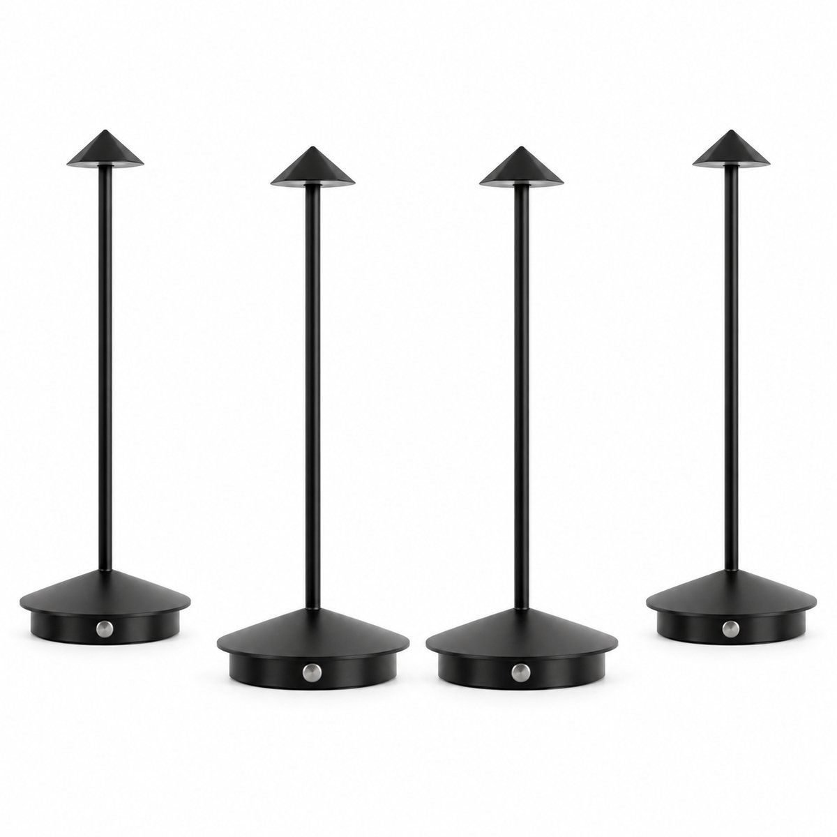 4 Stuks - Tafellamp – Oplaadbaar - Zwart – Dimbaar – 29CM – Aluminium – Bureaulamp – Tafellamp Slaapkamer