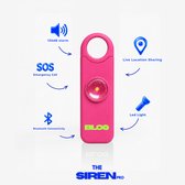 Roze BLOQ Siren Pro met functies: 130db alarm, SOS noodoproep, Bluetooth, Live Locatie Delen, LED lampje.