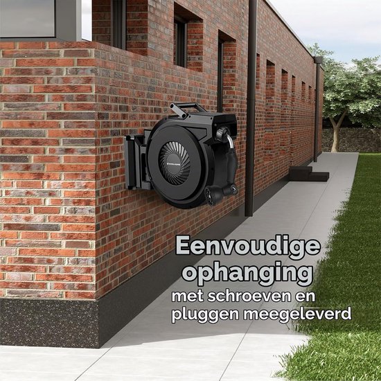 38 + 2 meter - tuinslang met rol - slanghouder 180° draaibaar - tuinslanghaspel - zwart — afbeelding 5