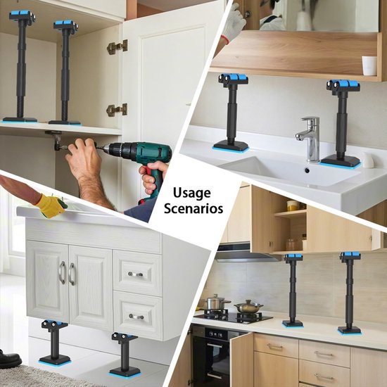 Steunen Werkbesparende steunstang, telescopische steunhouder, meubelmontage-krik, in hoogte verstelbaar, steunstang om op te tillen, arbeidsbesparend voor slaapkamer, badkamer, garage — afbeelding 5