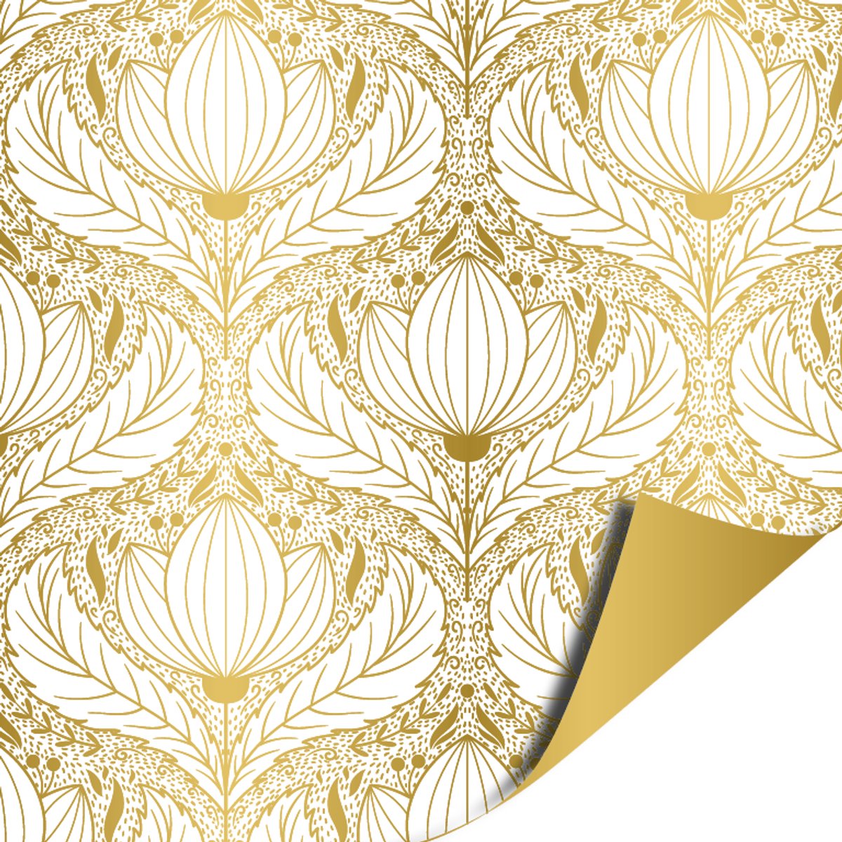 Het Inpakhuis - Cadeaupapier - Inpakpapier - Kadopapier - Luxury Lotus White Gold - Goud - 70cm x 2m