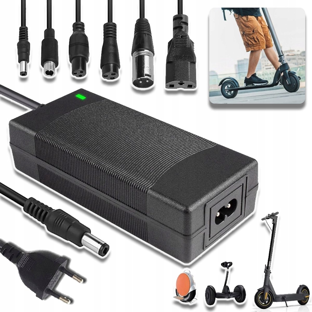 6 Oplaadpoorten En 42V 84W – Elektrische Scooterlader Met Intelligente Beveiliging En LED-Indicator – 3 Uur Snelladen – Voor Xiaomi M365/Pro/Mi 3/1s En Meer – Zwart