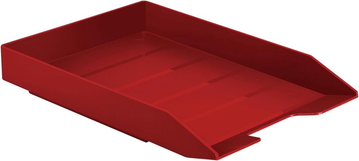 Letter Tray Stackable Brievenbak Stapelbaar Voorlader Enkel Kunststof Bureaublad Dossier Organisator (Rood Kleur) (1 Eenheid)