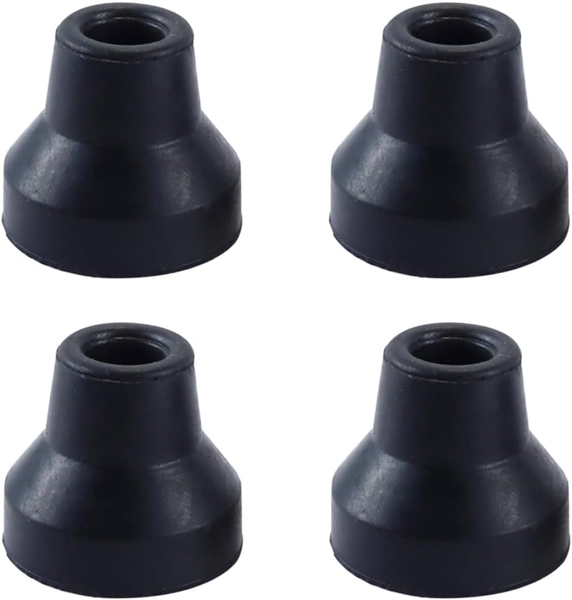 Set van 4 zwarte rubberen dopjes voor wandelstokken, 13 mm