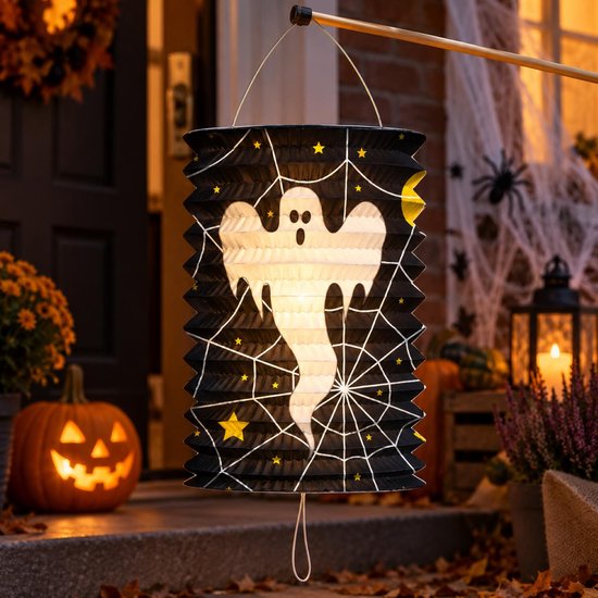 Lampionstokje 40 cm - met spook lampion - zwart - H22 cm - Sint Maarten — afbeelding 4