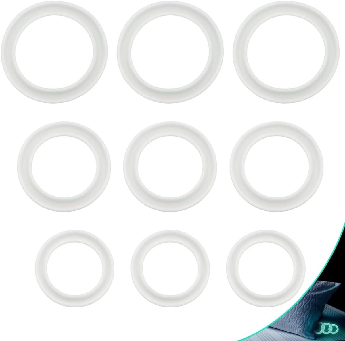 Silicone Penisring, Seksspeeltjes Voor Mannen Waterdicht Ultra Zacht Rekbaar Kookringen Met 9 Witte Oplichtende Ringen Penis Sterk Blijven