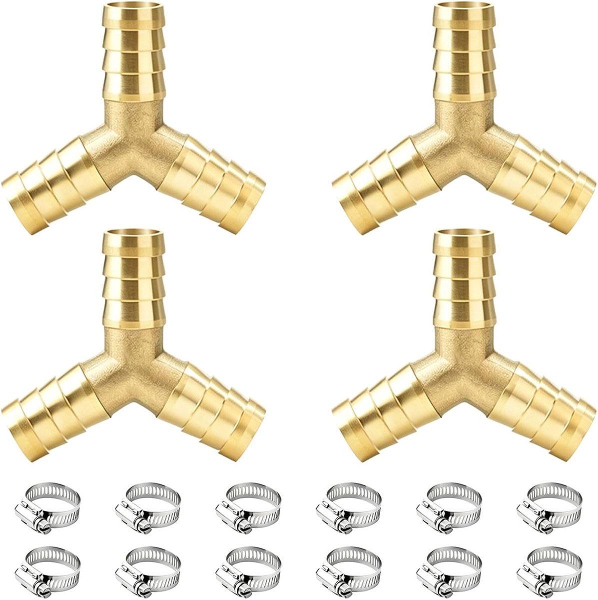 4 x slangaansluiting 1/2 messing 12 mm verdeler met 12 klemmen