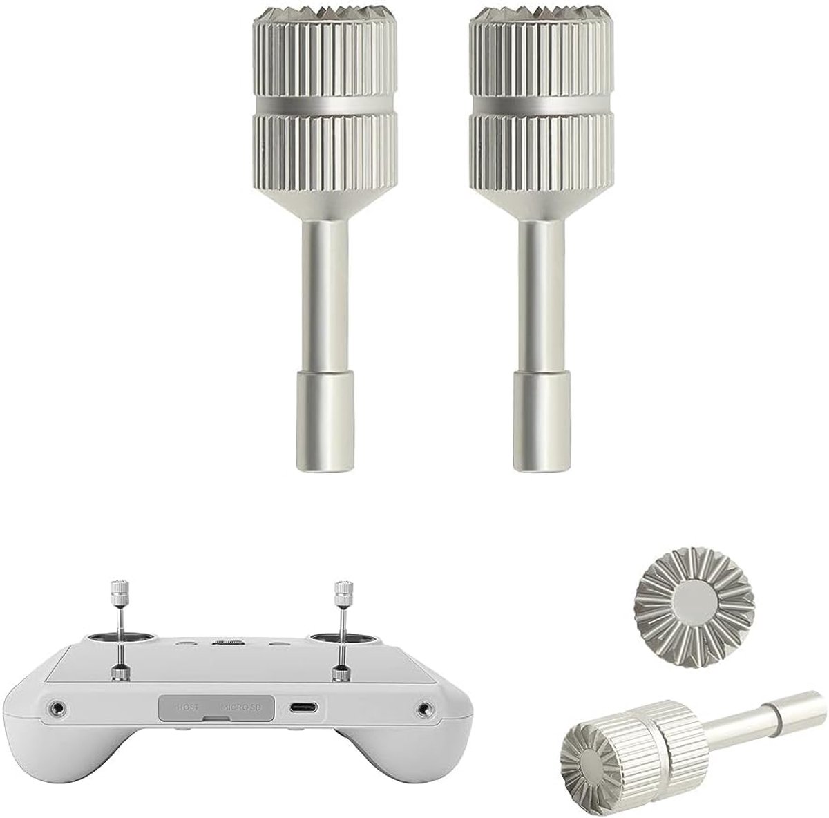 Drone van aluminiumlegering voor DJI RC 2/1, vervanging voor controller, antislip, reserveonderdelen voor DJI Air 3S/Mini 4 Pro/Flip/Neo (Titanium, Rocker lang)