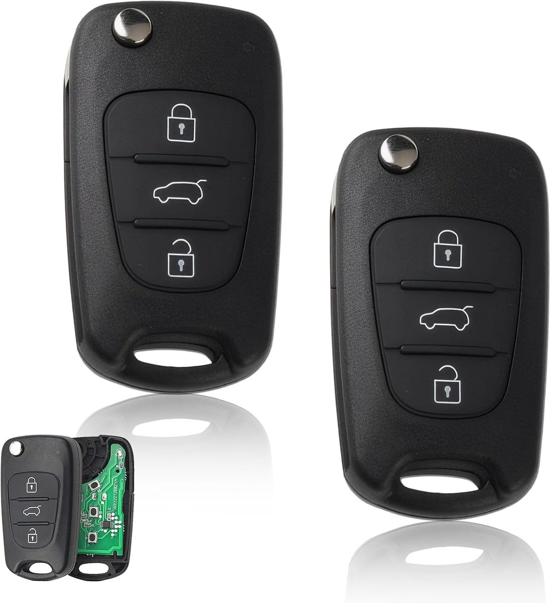 SnelShoppen - 3 Sleutel Fob Hoes Type Mes voor Hyundai i10 i20 i30 ix20 ix35 en Kia Ceed Soul Sportage Venga - Auto Sleutel Hoes (2 Stuks)