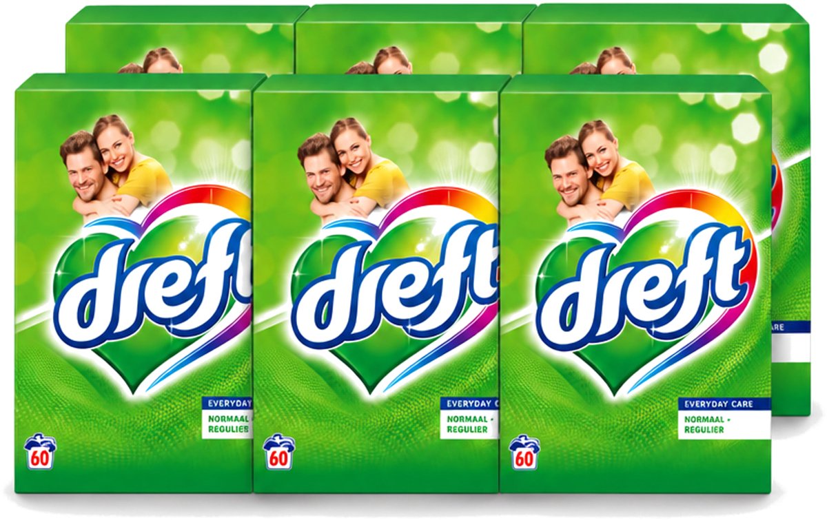 6 x Dreft - Everyday Care - Waspoeder - Gekleurde Was - Original - 60 Wasbeurten - Voordeelverpakking - 6 stuks