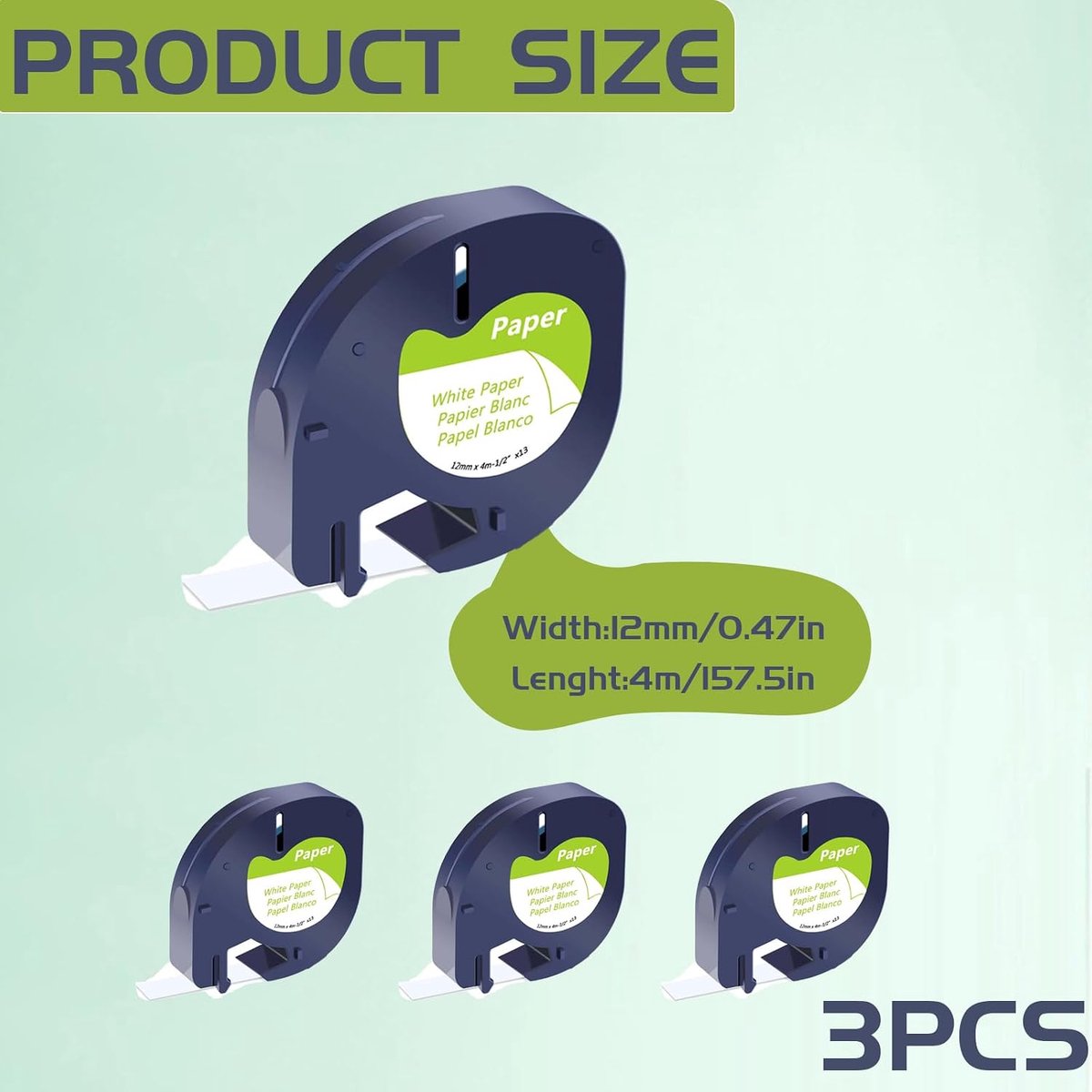 Labeltape 12 mm x 4 m - zwart op wit - compatibel met Dymo LetraTag - ideaal voor organisatie - ShopVlot