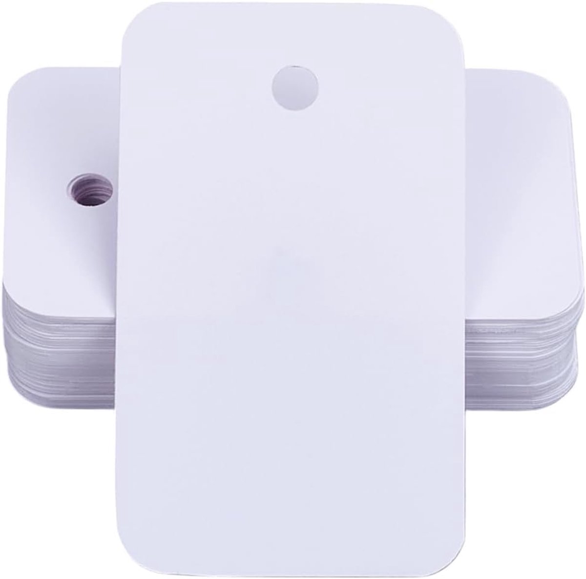 SnelShoppen - 200Pcs Waterdichte Verzending Labels - Schrijfbare Plastic Labels 3x5cm Wit met Oogje voor Identificatie, Markeren, Opslag en Cadeaus