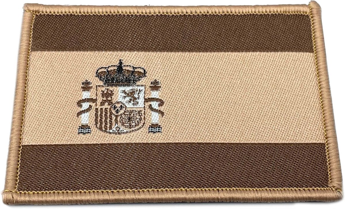 Patches, geborduurd, España vlag, geborduurd, wapen, militaire patch, crossfit-patch, militair bruin, 75 x 50 mm