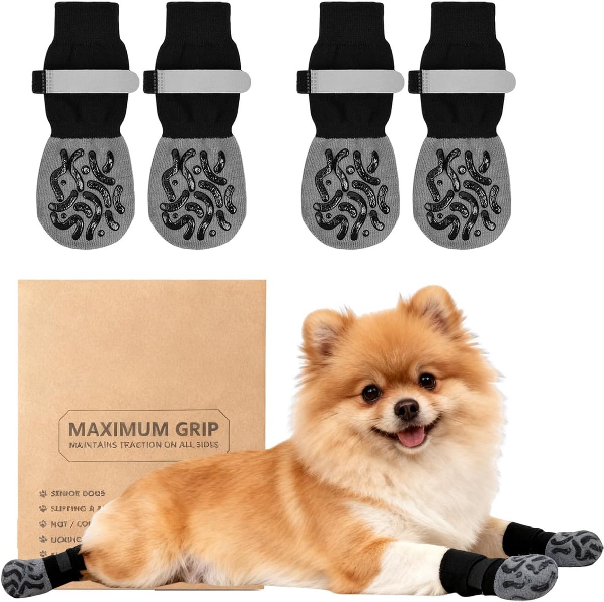 2 paar antislip hondensokken poten stoppen met likken, hondenpootbeschermers met verstelbare riem, wandelschoenen voor gewonde poten, geschikt voor oudere honden, hardhouten vloeren, binnenwandelen
