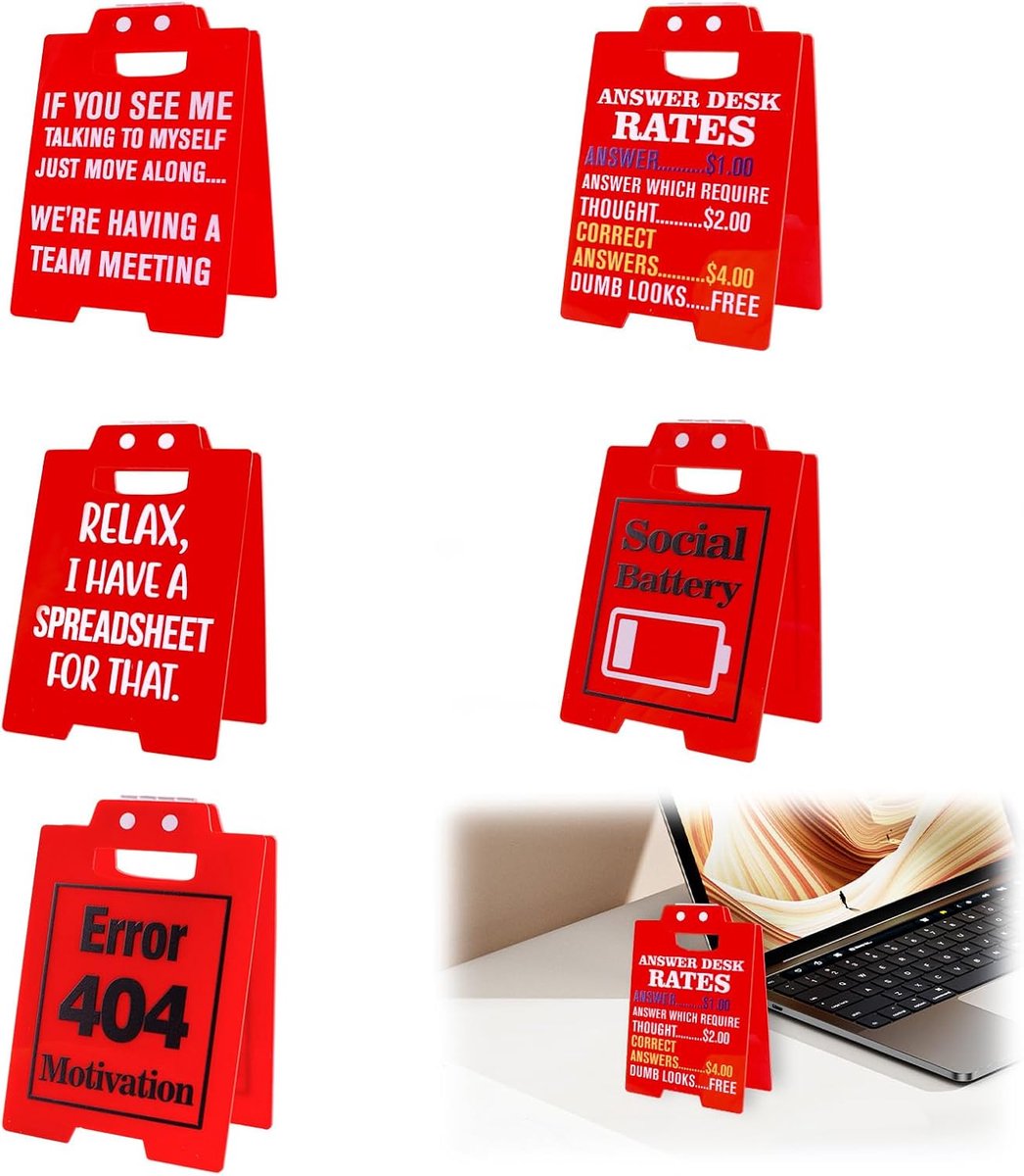 Office Desk Decor Boss Teken, 5 stuks Rode Humoristische Bureau Borden Gag Geschenken voor Collega Teamgenoot Werknemer Baas Zeggen Leuke Citaten Leraar Principal