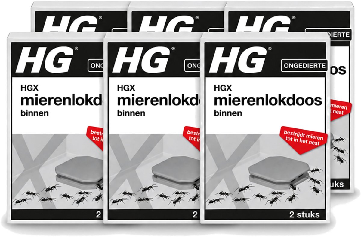 6 x HG X - Ongedierte - Mierenlokdoos Binnen - Bestrijdt Tot In Het Nest - 2 Doosjes - Voordeelverpakking - 6 stuks