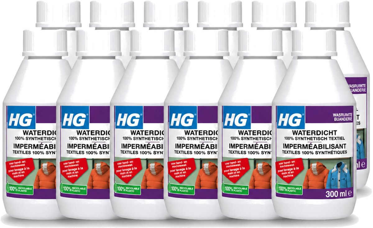 12 x HG - Wasruimte - Waterdicht 100% Synthetisch Textiel - Voor Hand & Machine Was - 300 ml - Voordeelverpakking - 12 stuks