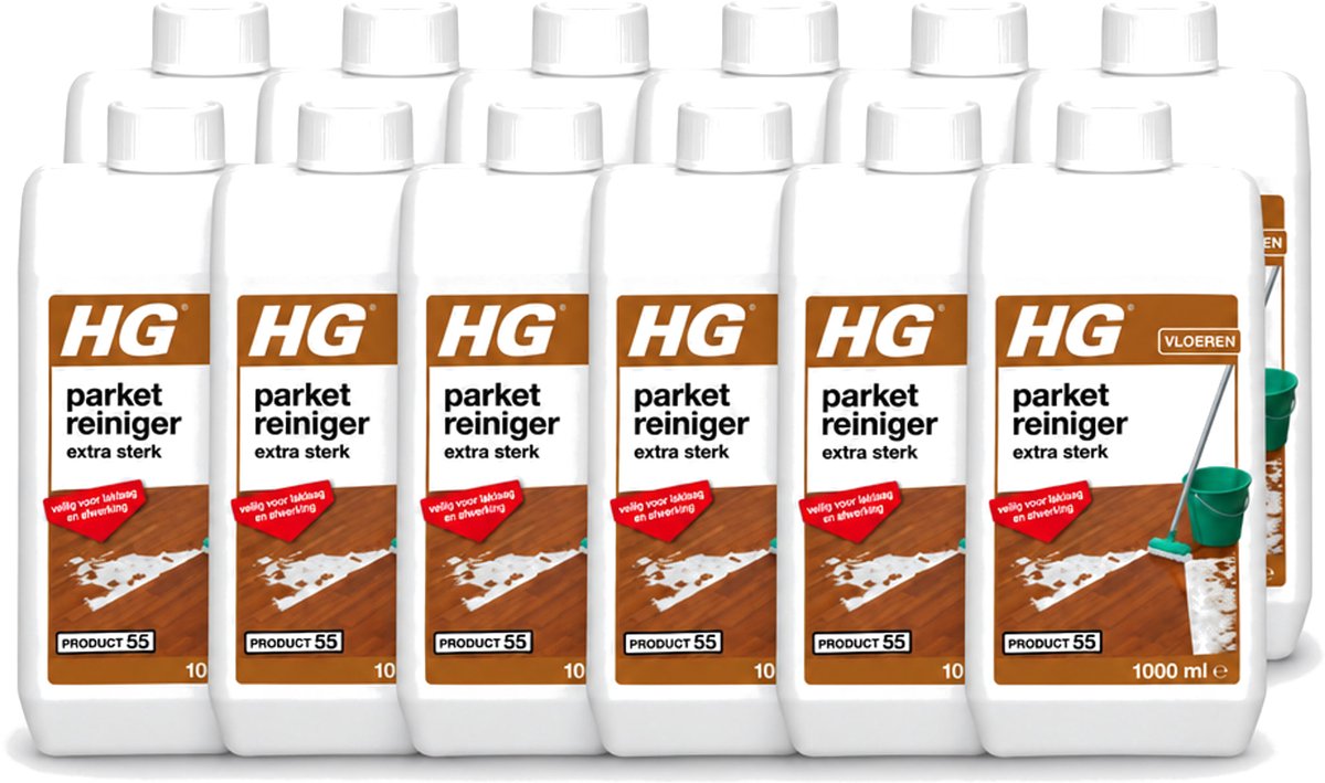 12 x HG - Parketreiniger - Extra Sterk - Veilig Voor Laklaag - 1L - Voordeelverpakking - 12 stuks