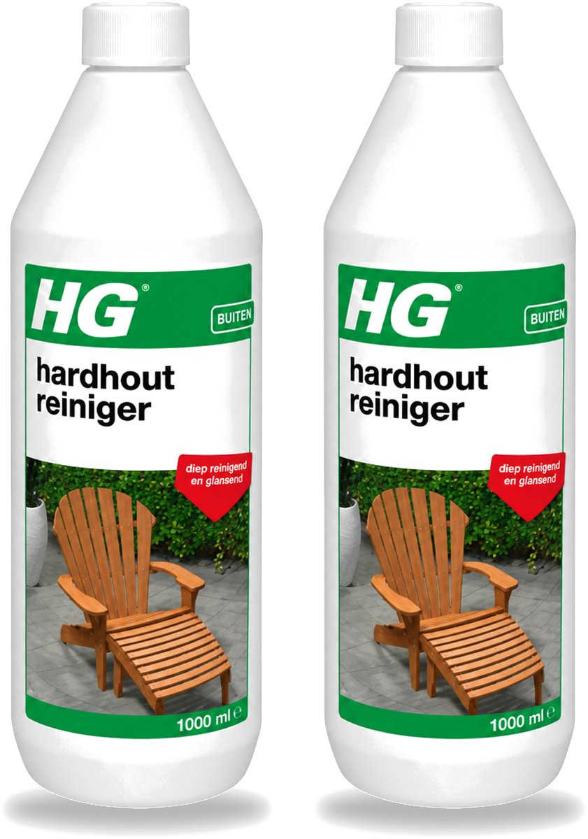 2 x HG - Buiten - Hardhout Reiniger - Diep Reinigend - 1L - Voordeelverpakking - 2 stuks