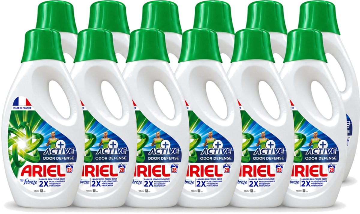12 x Ariel – Vloeibaar Wasmiddel – Active Odor Defense – 1,26 L – 28 wasbeurten - Voordeelverpakking - 12 stuks